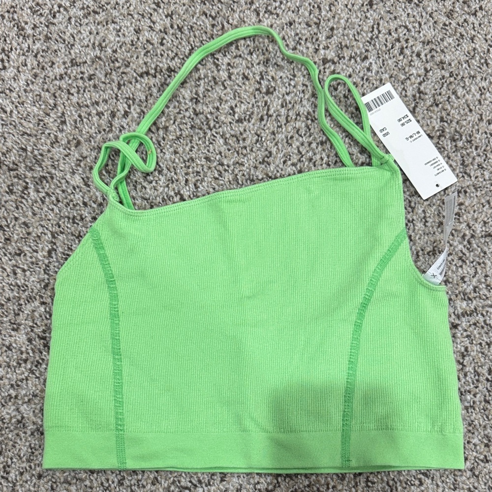 Urban Outfitters Neon Green Ribbed Cropped Tank Top